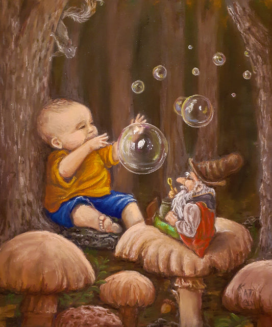 Gnome Blowing Bubbles
